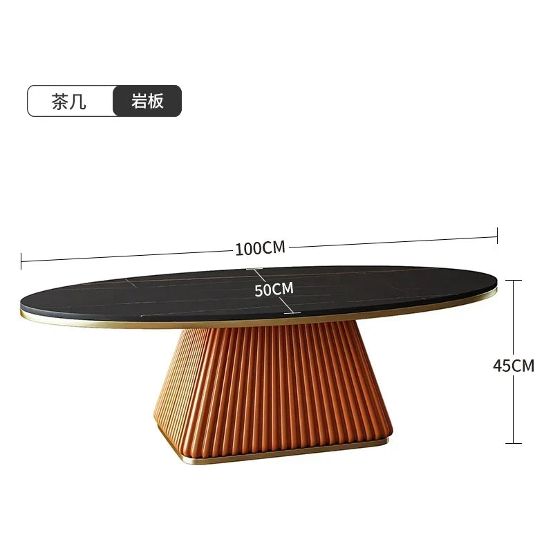 Light luxury model room coffee table designer minimalist modern living room small apartment household oval rock plate coffee tab