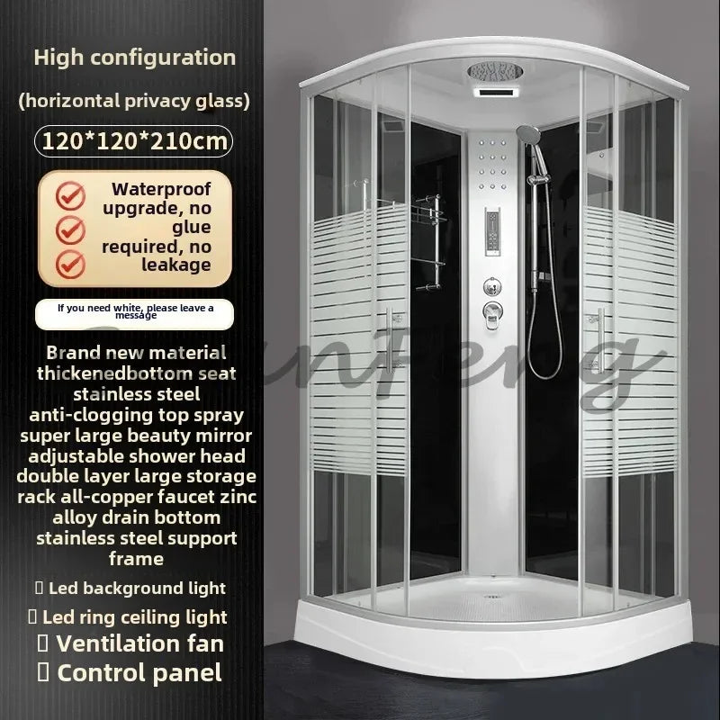 Prefabricated Bathroom Overall Room Pulley Glass Fan-Shaped Partition Bath Home Integrated Closed Bath Room