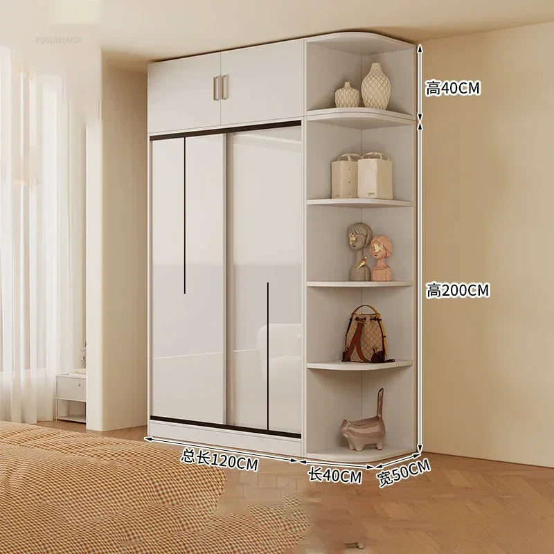 Nordic Solid Wood Assembly Clothes Wardrobe for Bedroom Sliding Door Large Wardrobes Rental House Open Closets Bedroom Furniture