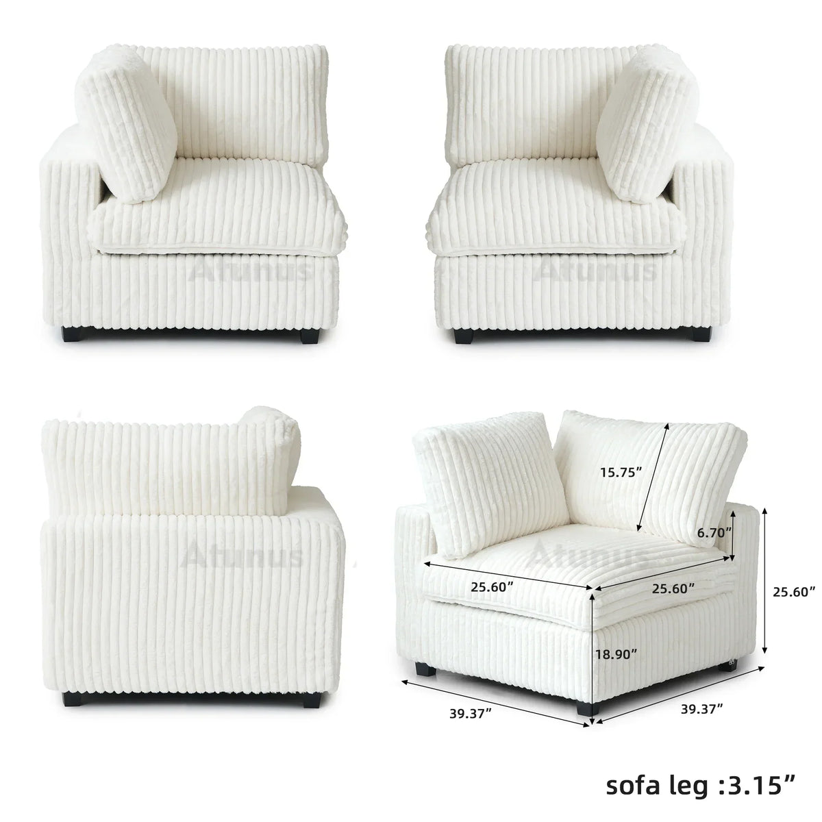 Italian Luxury Vintage Washable L Shaped Modular Sectional Sofa