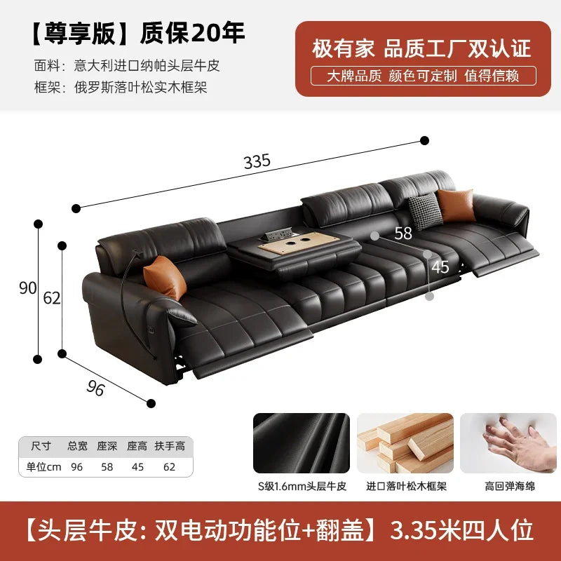 Genuine Leather Modern Sofa Chair Living Room Electric Designer Reclining Sofa Italian Loveseat Divano Soggiorno Home Furniture