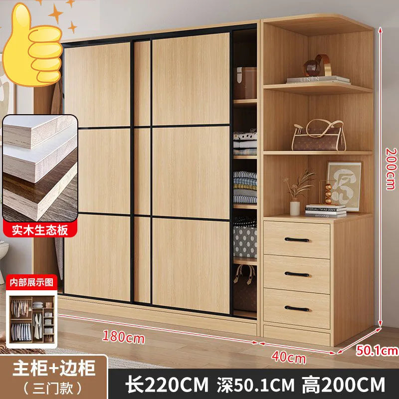 household bedroom small apartment sliding door storage rental room large wardrobe