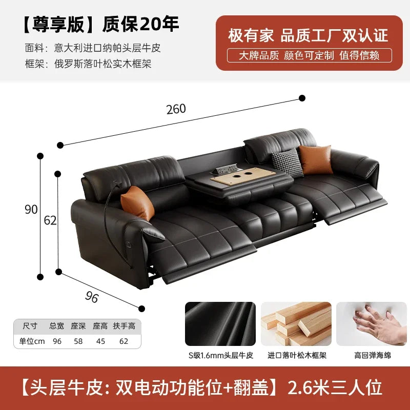 Genuine Leather Modern Sofa Chair Living Room Electric Designer Reclining Sofa Italian Loveseat Divano Soggiorno Home Furniture