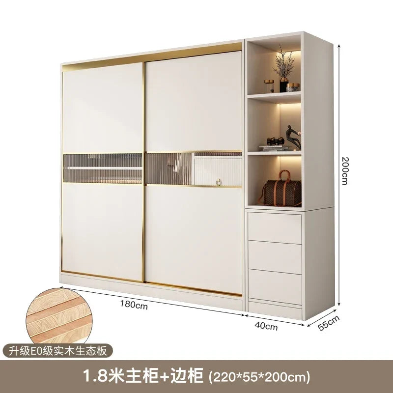 Bedroom Sliding Doors Wardrobe Storage Multifuncion Wooden Bedroom Wardrobe Portable Partitions Vestidores Unique Furniture