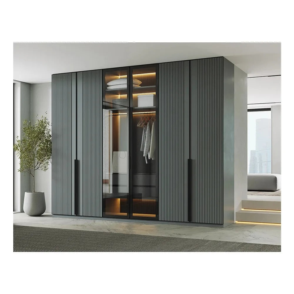 Modern Design Wordrope 2/3/4/5/6 Door Wood Clothes Sliding Wardrobe Furniture UV Bedroom Closet Wardrobes From China