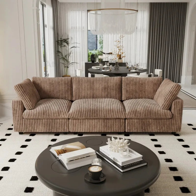 Italian Luxury Vintage Washable L Shaped Modular Sectional Sofa
