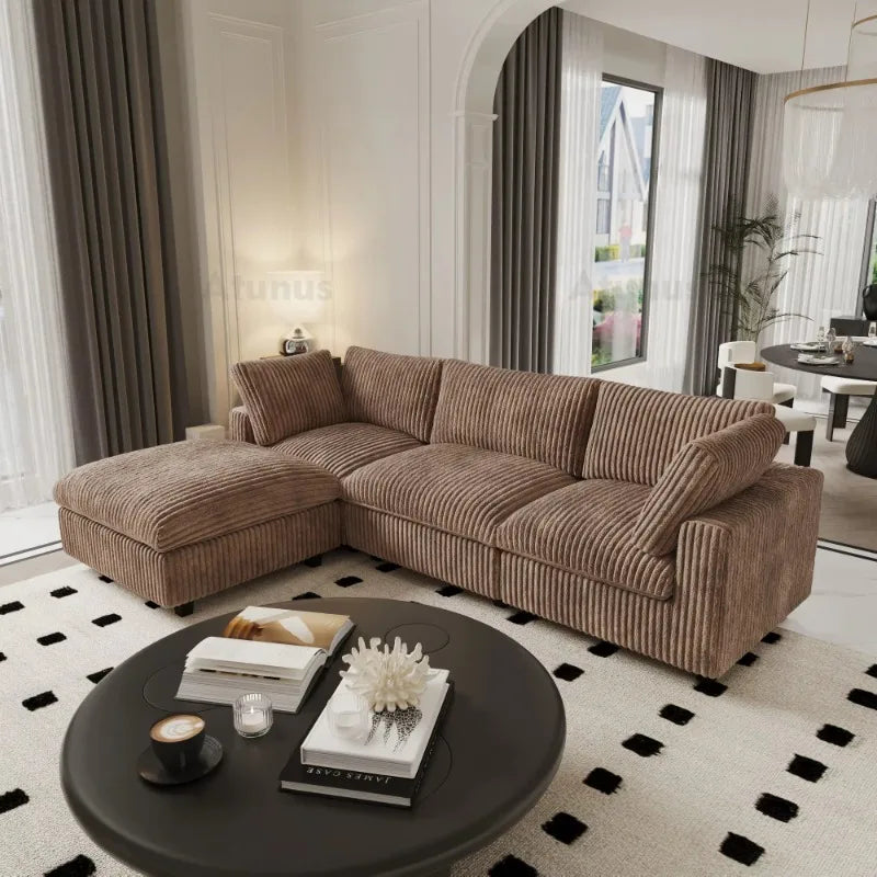 Italian Luxury Vintage Washable L Shaped Modular Sectional Sofa