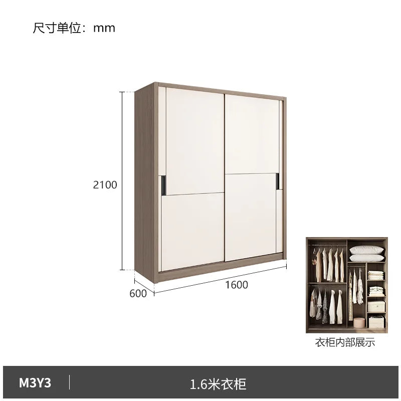 Bedroom Wardrobe Modern Simple Panel Combination Two Door Three Door Sliding Door Large Wardrobe Sliding Wardrobe
