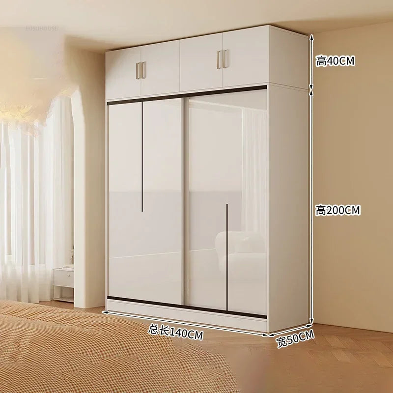 Nordic Solid Wood Assembly Clothes Wardrobe for Bedroom Sliding Door Large Wardrobes Rental House Open Closets Bedroom Furniture
