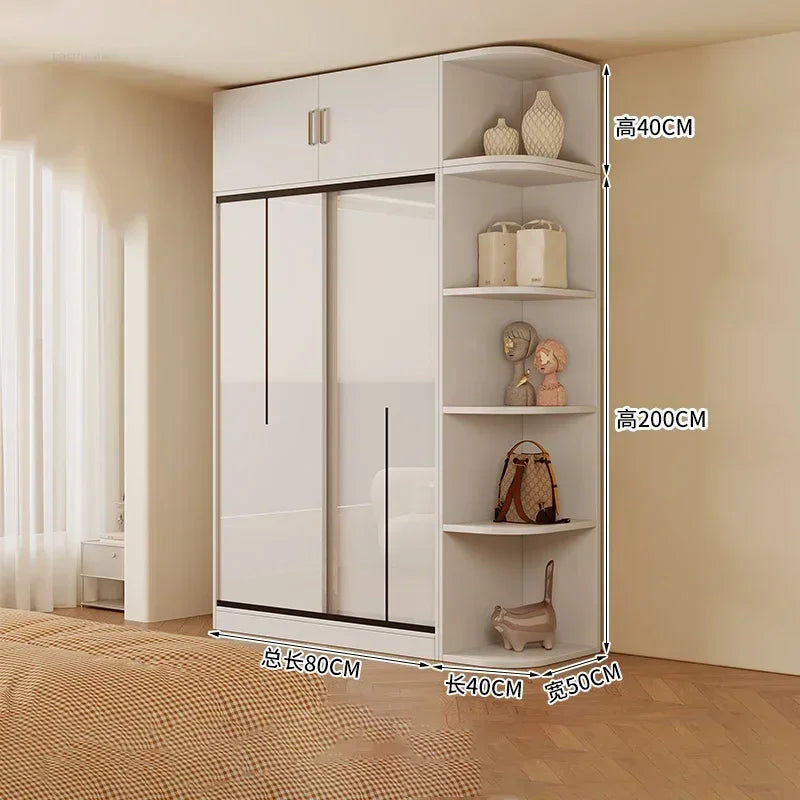 Nordic Solid Wood Assembly Clothes Wardrobe for Bedroom Sliding Door Large Wardrobes Rental House Open Closets Bedroom Furniture