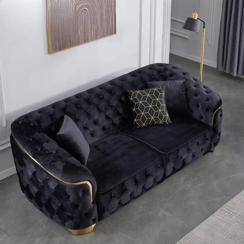 Modern luxury velvet Chesterfield Lounge sofa set