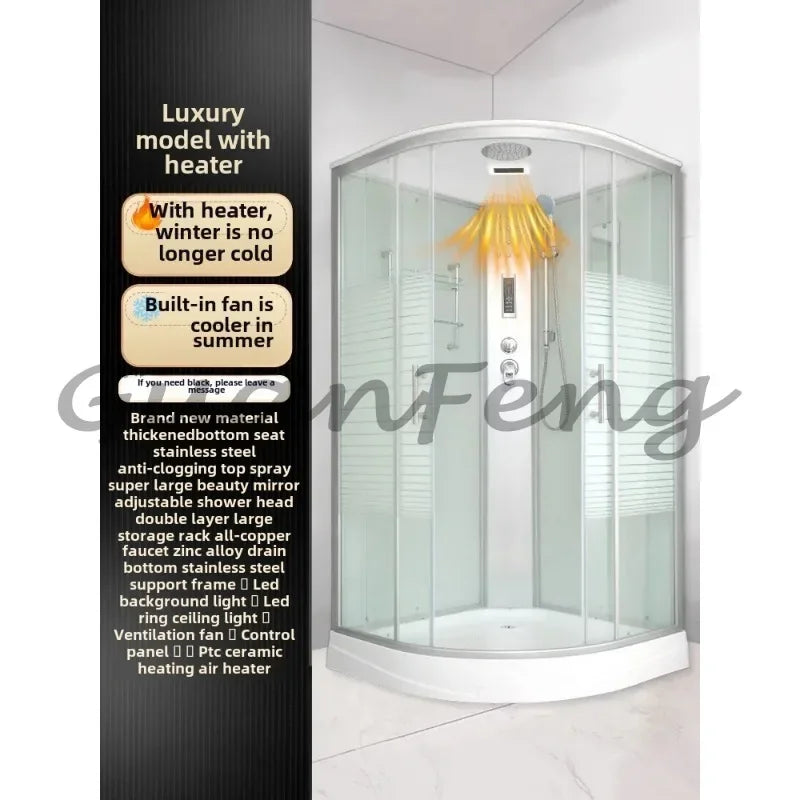 Prefabricated Bathroom Overall Room Pulley Glass Fan-Shaped Partition Bath Home Integrated Closed Bath Room